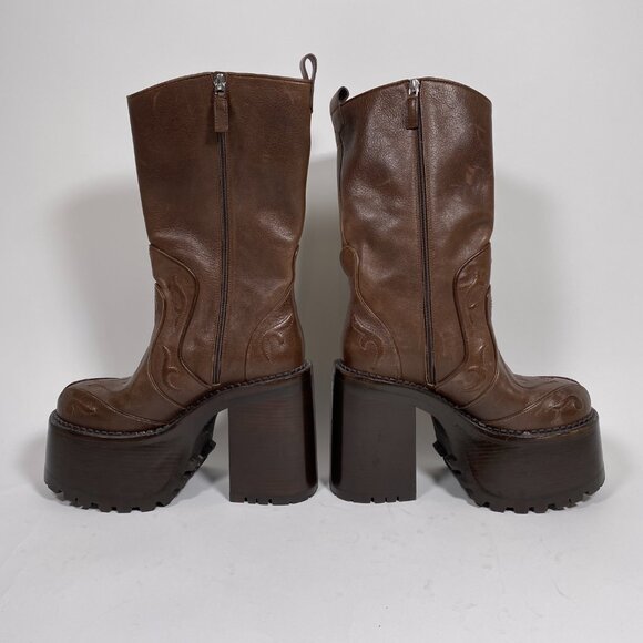 HEAVEN by MARC JACOBS Brown Leather 'Margaret' Platform Boots   *AS IS* - Picture 5 of 15